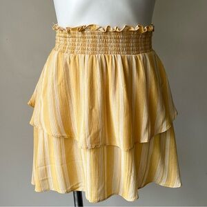 skylar + madison Sunny Yellow Striped Tiered Flowy Skirt, S